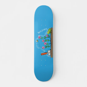 Cute frog en bee in tuinschilfering cartoon persoonlijk skateboard
