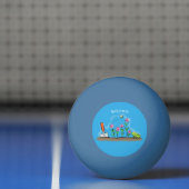 Cute frog en bee in tuinschilfering cartoon pingpongbal (Net)