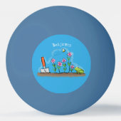 Cute frog en bee in tuinschilfering cartoon pingpongbal (Voorkant)