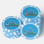 Cute frog en bee in tuinschilfering cartoon poker chips (Opstapeling)