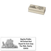 Cute frog en bee in tuinschilfering cartoon rubberstempel (Gestempeld)