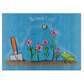 Cute frog en bee in tuinschilfering cartoon snijplank (Voorkant)