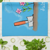 Cute frog en bee in tuinschilfering cartoon theedoek (Gevouwen)