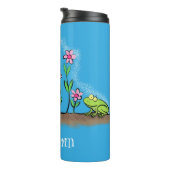 Cute frog en bee in tuinschilfering cartoon thermosbeker (Geroteerd rechts)