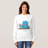 Cute frog en bee in tuinschilfering cartoon trui (Voorkant volledig)