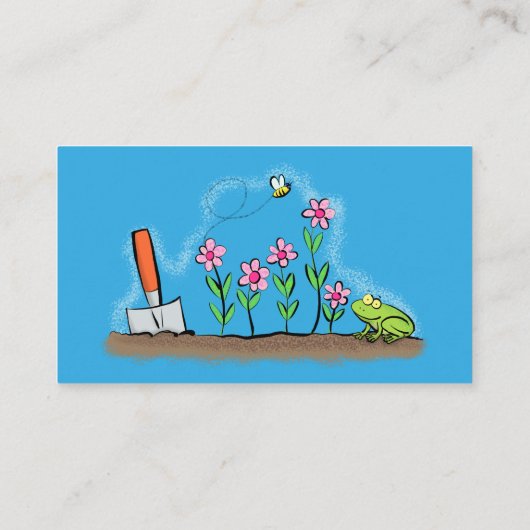 Cute frog en bee in tuinschilfering cartoon visitekaartje (Achterkant)