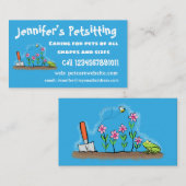 Cute frog en bee in tuinschilfering cartoon visitekaartje (Voorkant / Achterkant)