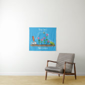 Cute frog en bee in tuinschilfering cartoon wandkleed (In Situ (horizontaal))