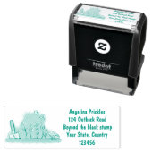 Cute frog en bee in tuinschilfering cartoon  zelfinktende stempel (In situ)