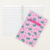Cute Frog en Doodle Heart Pattern Girly Pink Notitieboek (Binnen)