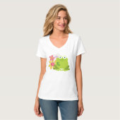 Cute Frog en Flowers T-shirt (Voorkant volledig)