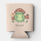 Cute Frog en paddenstoelen Cartoon | Naam Blikjeskoeler (Achterkant)