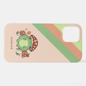 Cute Frog en paddenstoelen Cartoon | Naam iPhone Hoesje (Achterkant horizontaal)