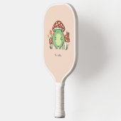 Cute Frog en paddenstoelen Cartoon | Naam Pickleball Paddle (Links)