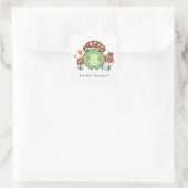 Cute Frog en paddenstoelen Cartoon | Naam Vierkante Sticker (Tas)