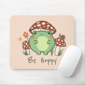 Cute Frog en paddenstoelen zijn hap Mousepad Muismat (Met muis)