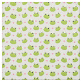 Cute Frog Faces & Hearts Pattern Stof (Swatch)