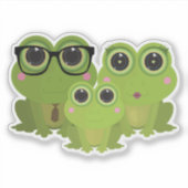 Cute Frog Family Sticker (Voorkant)