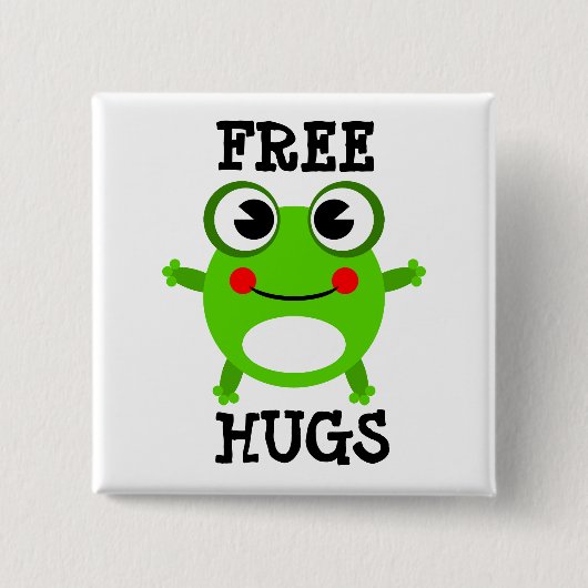 Cute Frog, Free Hugs Button (Voorkant)