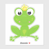 Cute Frog, Green Frog, Crown, Frog Prince Sticker (Vel)