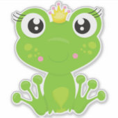 Cute Frog, Green Frog, Frog Princess, Crown Sticker (Voorkant)