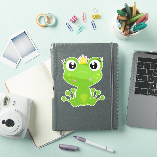 Cute Frog, Green Frog, Frog Princess, Crown Sticker (iPad Cover)