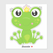 Cute Frog, Green Frog, Frog Princess, Crown Sticker (Vel)
