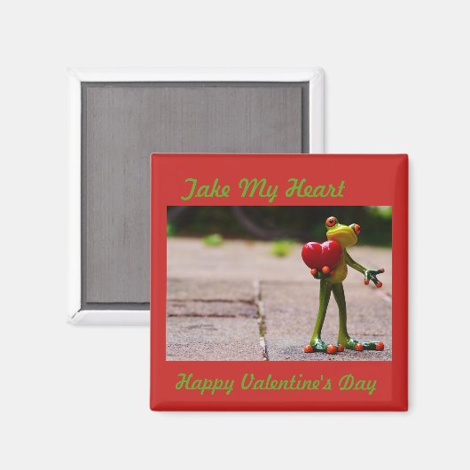 CUTE FROG HOLDING HEART MAGNEET (Voorkant / Achterkant)