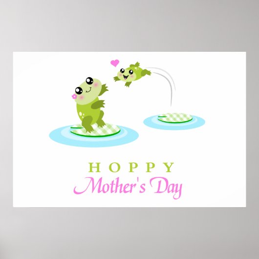 Cute Frog Hoppy Happy Moederdag Poster (Voorkant)