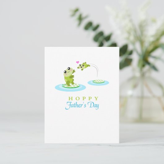 Cute Frog Hoppy Happy Vaderdag Kaart (Staand voorkant)