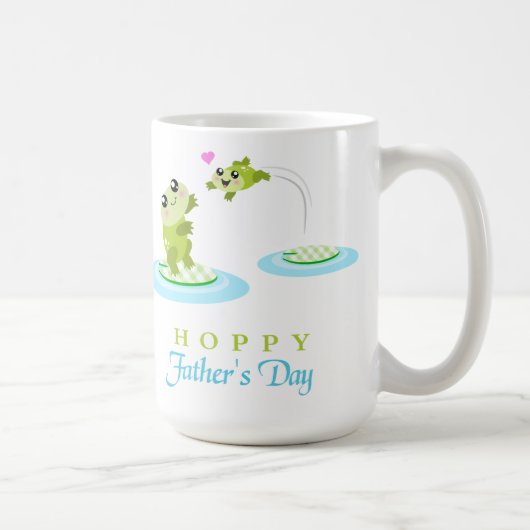 Cute Frog Hoppy Happy Vaderdag Koffiemok (Rechts)