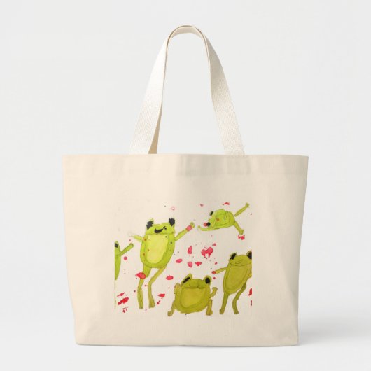 Cute frog-illustratie grote tote bag (Voorkant)