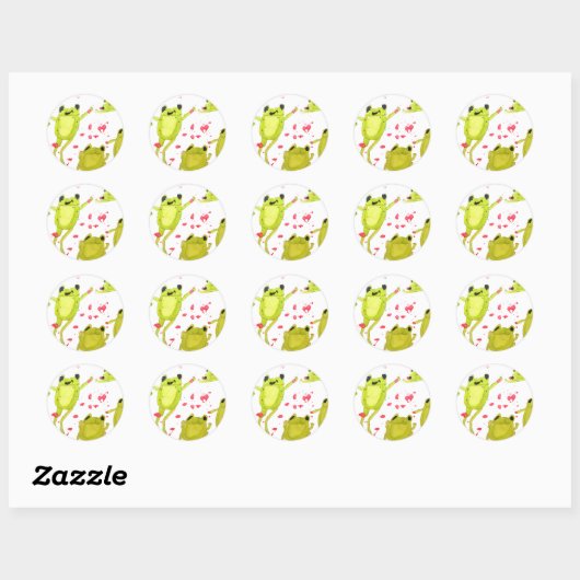 Cute frog-illustratie ronde sticker (Vel)