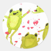 Cute frog-illustratie ronde sticker (Voorkant)
