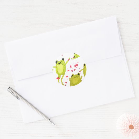 Cute frog-illustratie ronde sticker (Envelop)