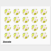 Cute frog-illustratie ronde sticker (Vel)