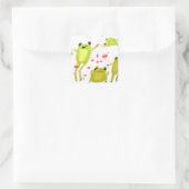 Cute frog-illustratie vierkante sticker (Tas)