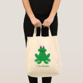 Cute frog, "I'm Green" organische canvas tas (Voorkant (product))