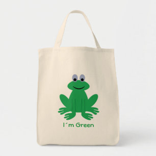 Cute frog, "I'm Green" organische canvas tas