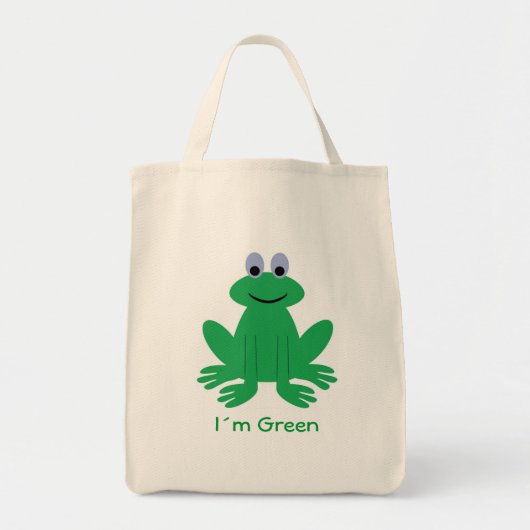 Cute frog, "I'm Green" organische canvas tas (Voorkant)