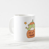 Cute Frog In Carved Pumpkin Halloween Koffiemok (Voorkant links)
