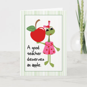 Cute Frog in een Dress Good Teacher Appreciation Bedankkaart