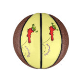 Cute frog in een rode sock springende cartoon basketbal (Verticaal)