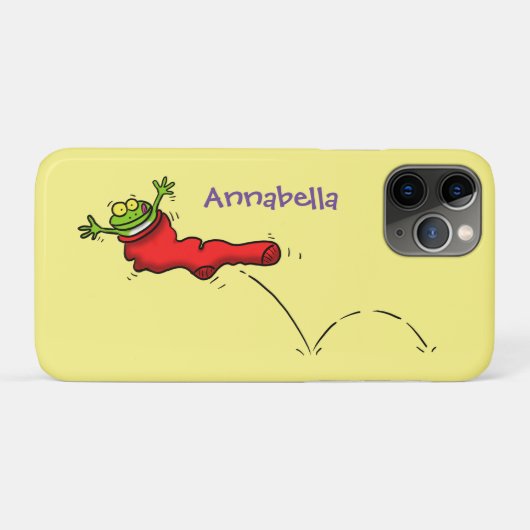 Cute frog in een rode sock springende cartoon Case-Mate iPhone case (Achterkant (horizontaal))