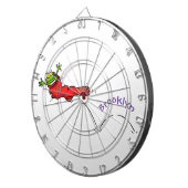 Cute frog in een rode sock springende cartoon dartbord (Voorkant Rechts)