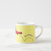 Cute frog in een rode sock springende cartoon espresso kop (Rechts)