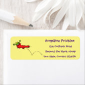 Cute frog in een rode sock springende cartoon etiket (Insitu)