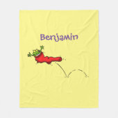 Cute frog in een rode sock springende cartoon fleece deken (Voorkant)