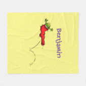 Cute frog in een rode sock springende cartoon fleece deken (Voorkant (Horizontaal))