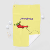 Cute frog in een rode sock springende cartoon golfhanddoek (Insitu)